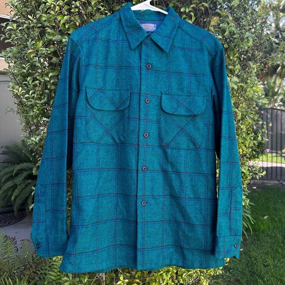 Vintage Pendleton 60s-70s Button Front Wool Plaid Shirt Medium EUC! - Picture 1 of 7